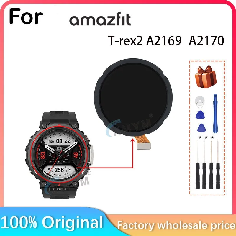 Pre AmazFit T-Rex 2 A2169 A2170 Sledujte výmenu dotykovej obrazovky Displej pre AmazFit T-Rex 2 A2169 A2170 LCD zostava LCD