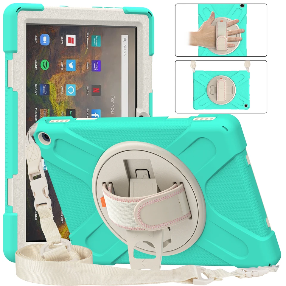 Pre Amazon Fire HD 10 HD10 plus 2021 Armor Case Tablet Cover Tablet Detský bezpečný nárazový protivník Protector Silikone PC Funda Funda
