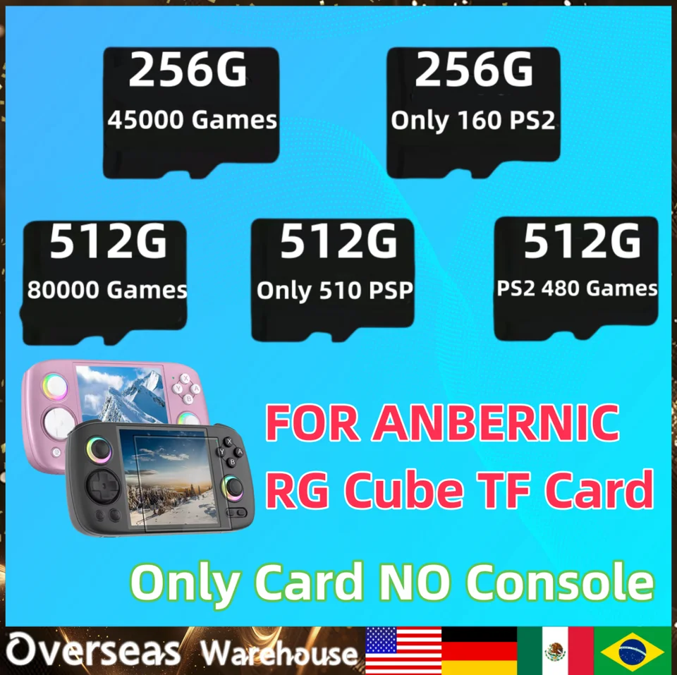 Pre Anbernic RG Cube TF Card Prenosná ručná herná karta Ručné herné konzoly Herné hry PS2 PSP 512G 80000 Darček