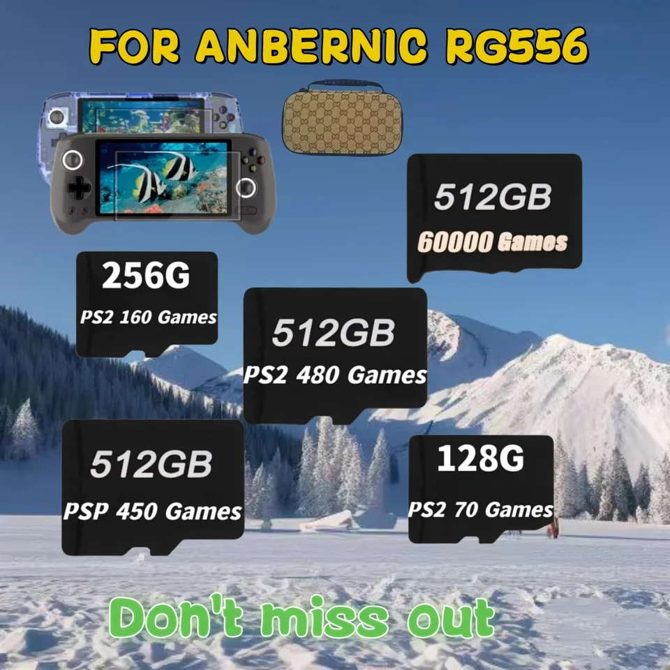 Pre Anbernic RG556 vrecká s hernou konzolou Retro videa Player Card 61000 Games PS2 512G 256G 128G Micro TF PSP Games Bag Bag