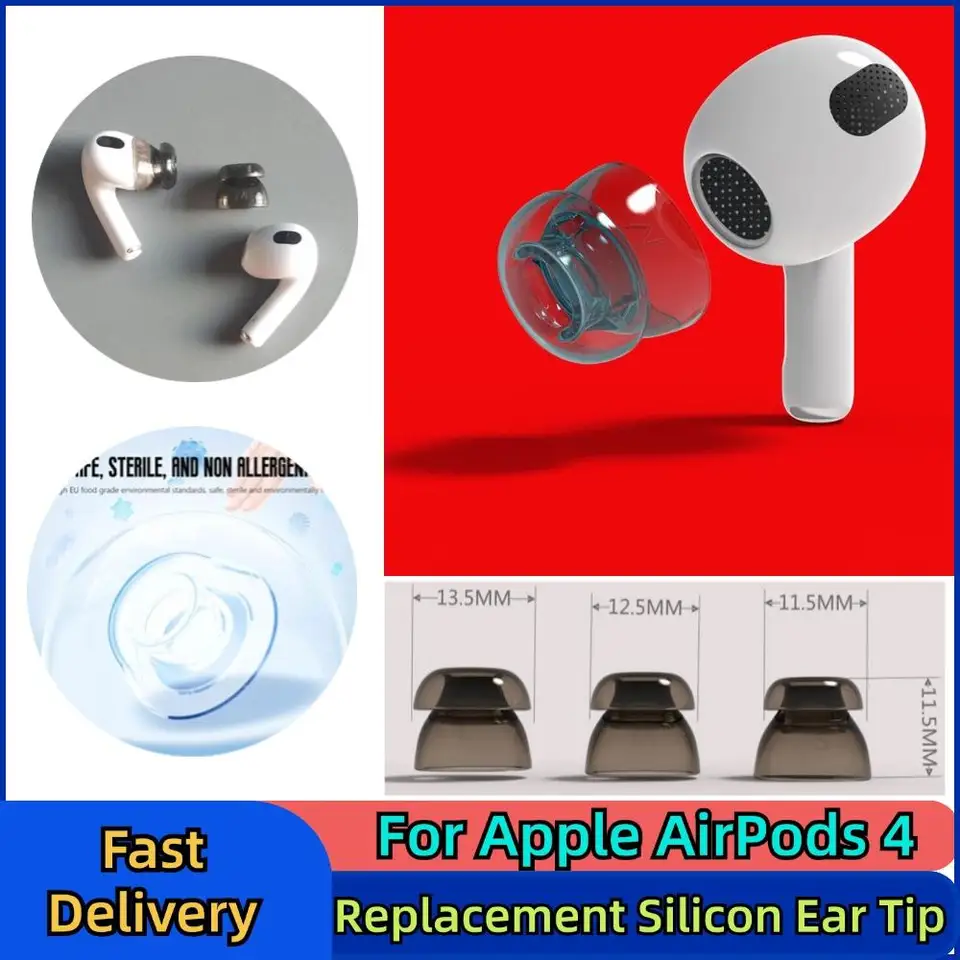 Pre Apple AirPods 4 anti -šmykľavka kremíková ucho špička Fyzického hluku Závidenia slúchadiel Suilps