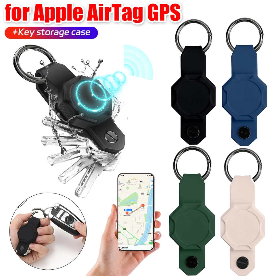 Pre Apple Airtags Keychain Silikone Puzdro Vodotesný kľúče kľúča držiak kruhový držiak puzdro Man Adsule Organizátor Kľúčový organizátor Anti-Lost Ring Case