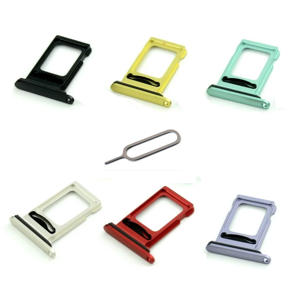 Pre Apple iPhone 11 Dual SIM karta Tray SIM SIM Card Držiteľ s voľným vysielavým kolíkom strieborná šedá červená žltá zelená fialová farba