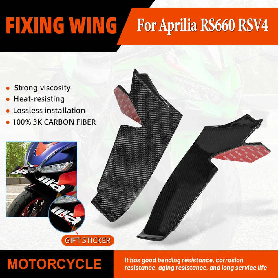 Pre apríl RS660 RSV4 RS 660 Aerodynamické aerodynamické krídla z uhlíkových vlákien, nové pevné krídla, krídla čelného skla, bočné spojlery