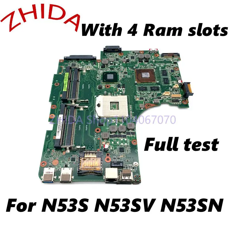 Pre ASUS N53S N53SV N53SN REV 2.1 Základná doska LAPTOP HM65 DDR3 GT540M GPU so 4 RAM Slots Hlavná doska Plná testovaná