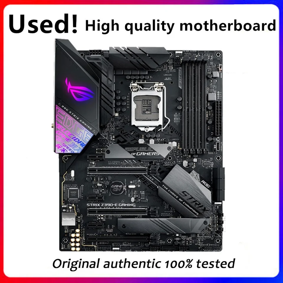 Pre ASUS Strix Z390-E Gaming Original Použitý pracovník Intel Z390 64GB DDR4 RODINA LGA 1151 I7/I5/I3 USB3.0 SATA3