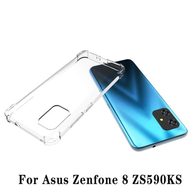 Pre ASUS Zenfone 8 ZS590KS puzdro Air vankúš proti airbagu čistý silikón TPU zadný puzdro pre ASUS Zenfone 8 8Z Zenfone8