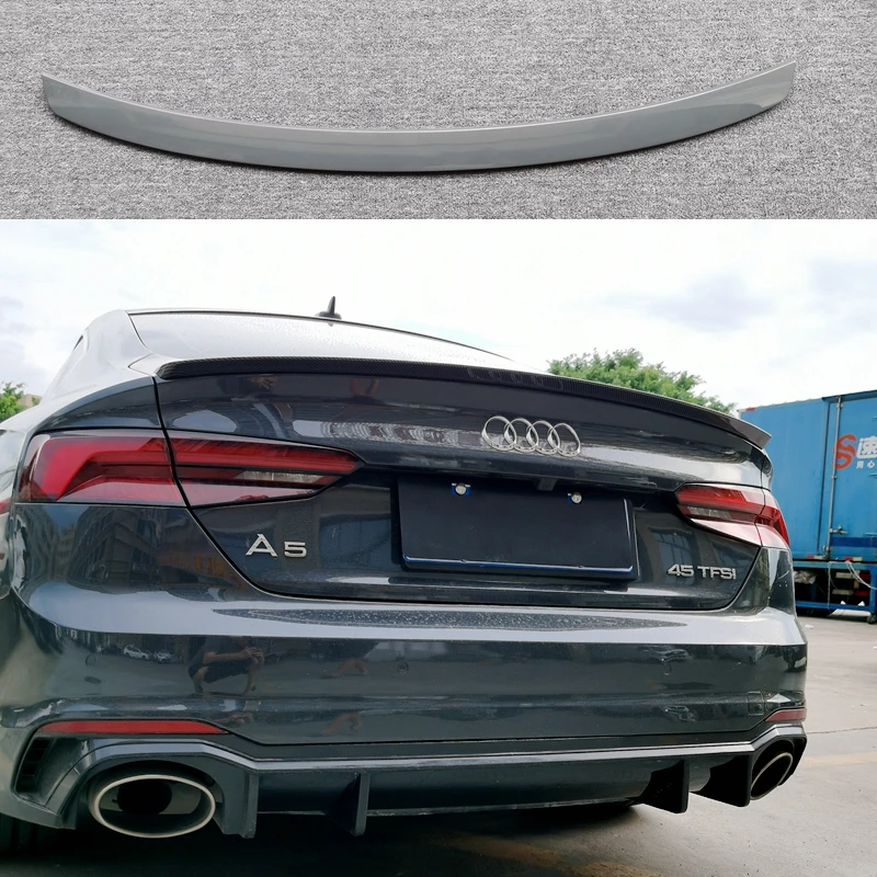 Pre Audi 2017 až 2023 A5 B9 S5 SLINE RS5 SPORTBACK 4 SPOILER SPOILER Zadné topánky Zadné topánky Highkick Wing Lip od Gloss Black Carbon Fiber