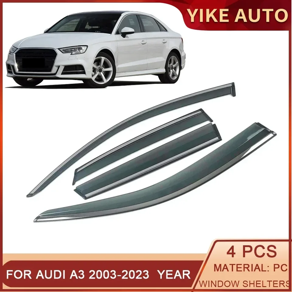 Pre Audi A3 8P1 8V 8y 2003-2023 okno automobil slnečné dažďové tiene Visory Shield Shield Chráni kryt