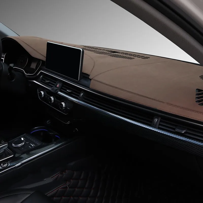 Pre Audi A3 A4 A6 A5 Q3 Q5 Q7 Kryt Dashboard sa vyhnite ľahkej podložke Frosted Leather Sunshade Anti-UV Dash mat karpetslHD