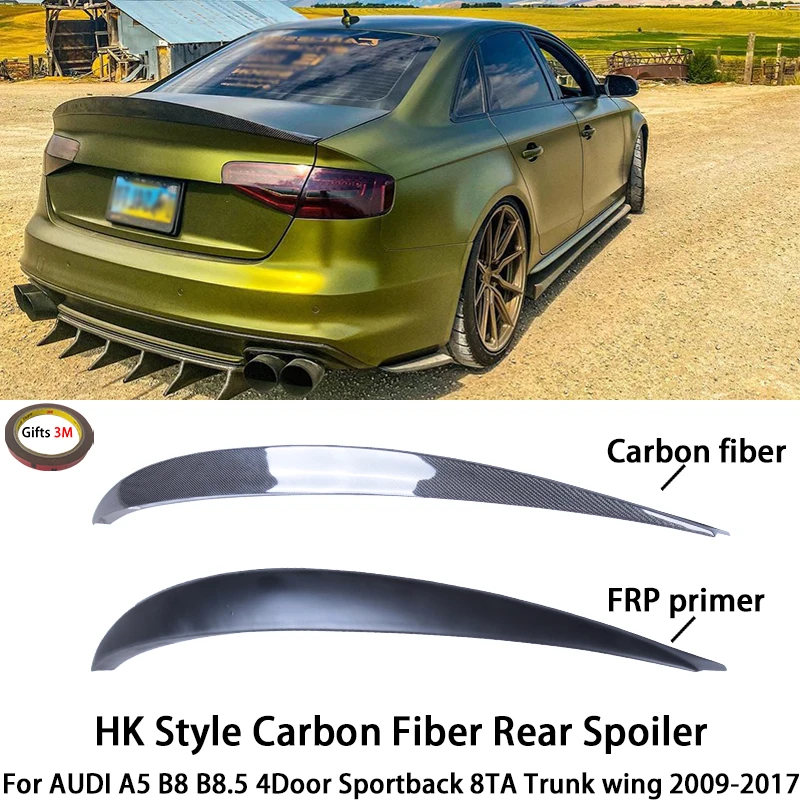 Pre Audi A5 B8 B8.5 4door Sportback 8ta HK v štýle uhlíkových vlákien Zadný spojler kufra kufra kmeňa 2009-2017 Primer uhlíkových vlákien FRP FRP