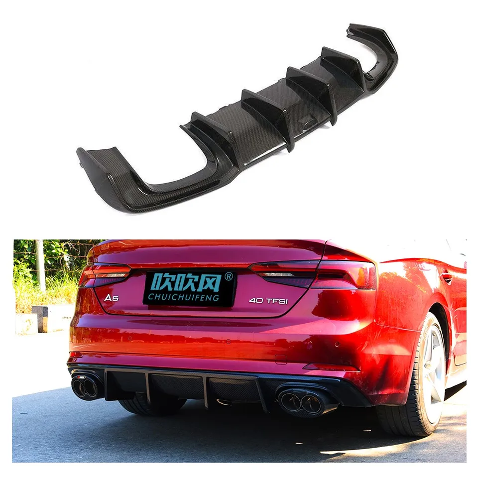 Pre Audi A5 S5 B9 2017-2019 Difúzor zadnej pery pre suché uhlíkové vlákno Difúzor pera