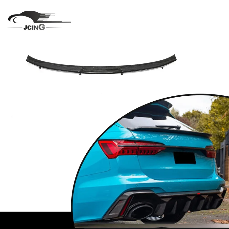 Pre Audi A6 Avant RS6 C8 19+ Suché uhlíkové vlákno Zadný kufrový kmeňa Middle Spoiler Lip