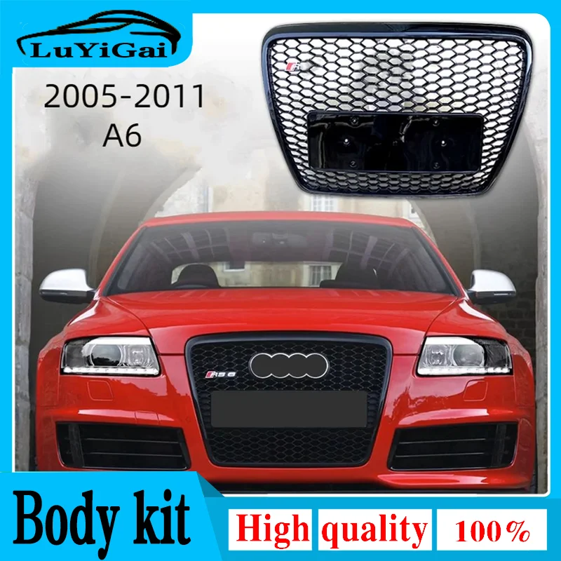Pre Audi A6/S6 C6 2005 2006 2007 2008 2009 2011 2011 2011 CAR Front Bumper Grille Center Panel Styling Upper Grill (pre štýl RS6)