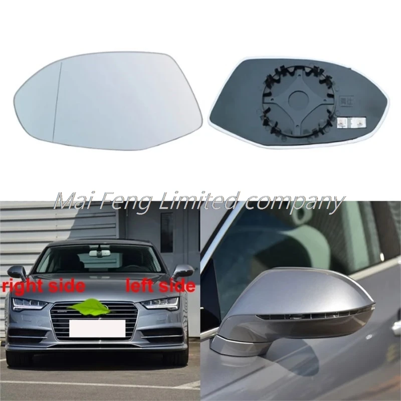 Pre Audi A7 2011 2012 2013 2014-2018 Vzhľadové zrkadlové šošovky na strane auta Reflexné sklenené šošovky s zahrievaním 4G8857535B 4G8857536A
