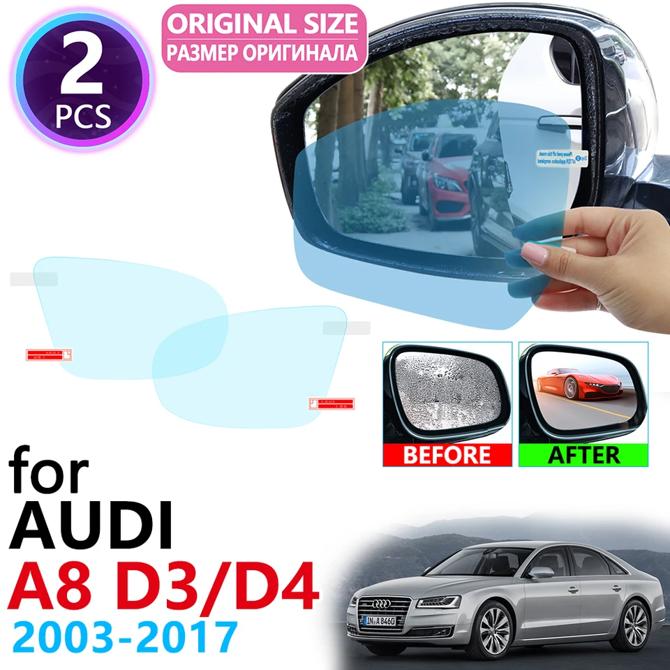 pre Audi A8 D3 D4 4E 4H S8 A8L 2003 ~ 2017 Celé krytie spätného zrkadla Anti-FOG FILMS Rain odolný proti hmlovému filmu Čisté autá Príslušenstvo