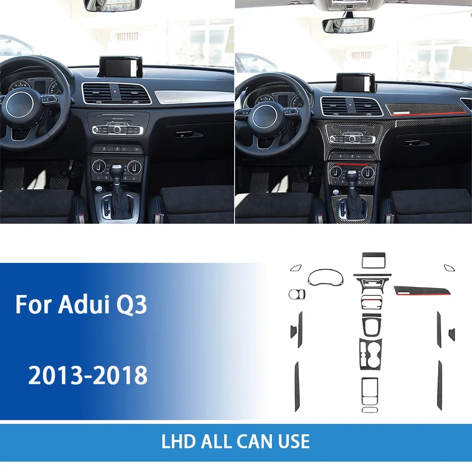 Pre Audi Q3 2013-2018 Soft Sticker Sticker Dashboard Console Panel Cover Cover Cover Cover Cover Vnútri dekoratívnych doplnkov
