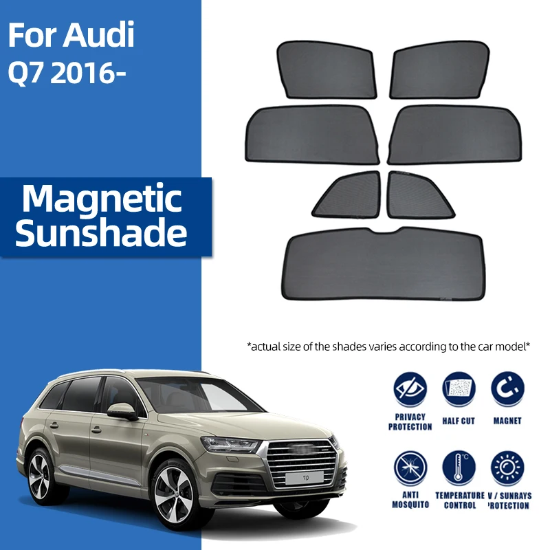 Pre Audi Q7 4M 2017-2024 Magnetická slnečná slnečná slnečná slnečná sklo predné sklo sklopenie zadného bočného okna