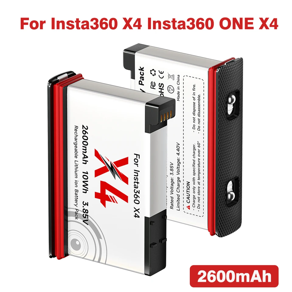 Pre batériu IS360 X4 2600 mAh Vysoko kapacita li-iónovej nabíjateľnej batérie pre kameru Insta360 One X4 Sports Action Camera