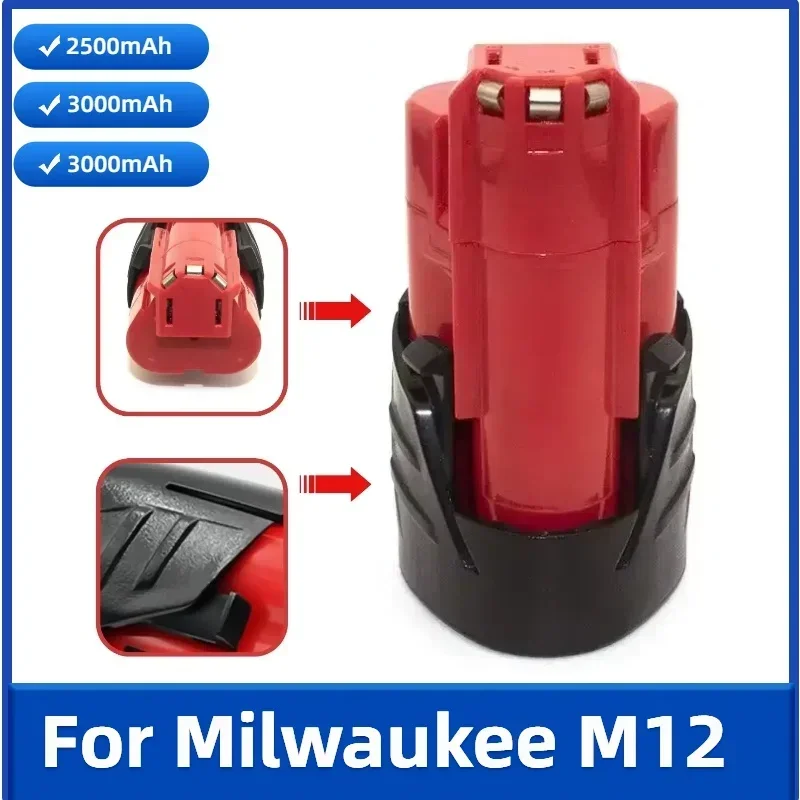 Pre batériu Milwaukee M12 3,0AH 12V Nabíjateľná batéria pre nástroj Milwaukee M12 48-11-2402 48-11-2411 48-11-2401MIL-12A-LI
