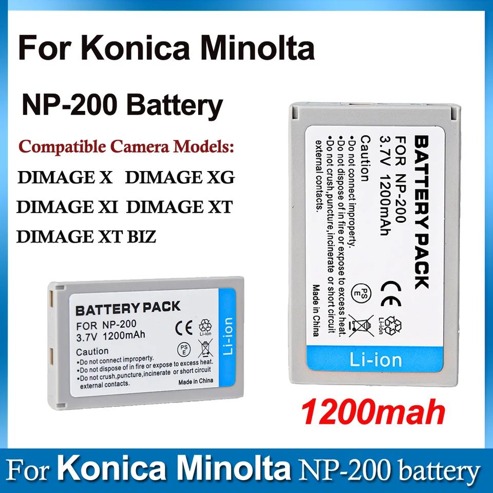 Pre batériu NP-200 Series Konica Minolta XG XG XI XBIZ X20 X21 X6 Lítium-iónová batéria 1200 mAh NP-200 batéria