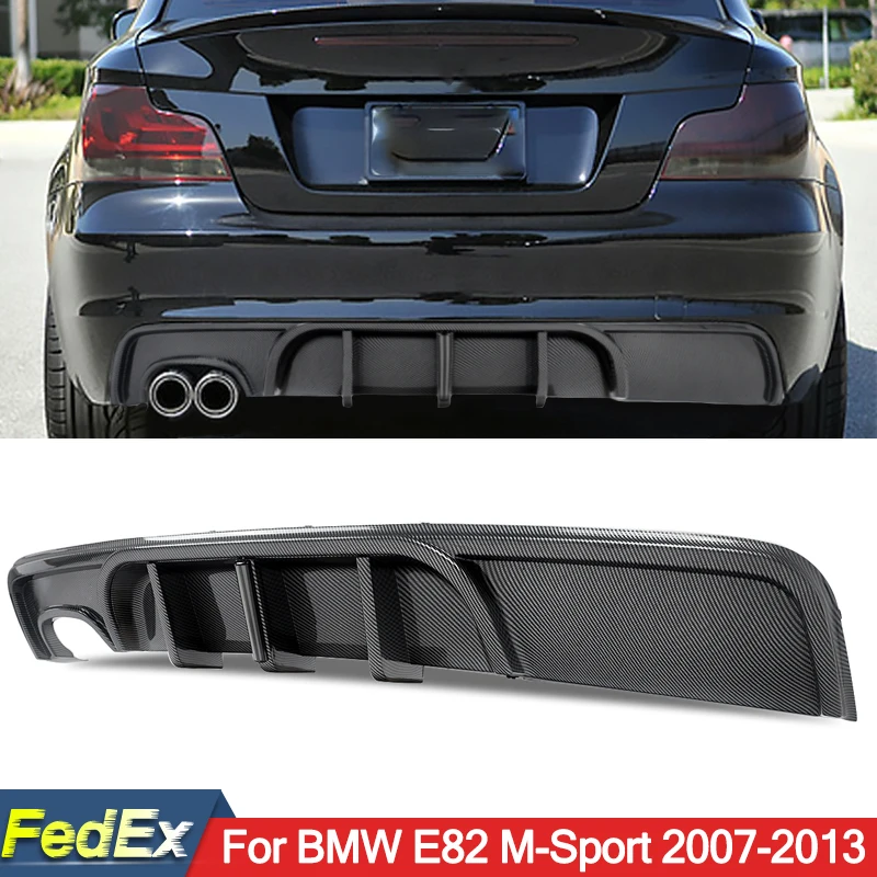 Pre BMW 1 Series E82 Coupe uhlíkový vzhľad zadný rozptyľovač nárazníka s LED 07-13
