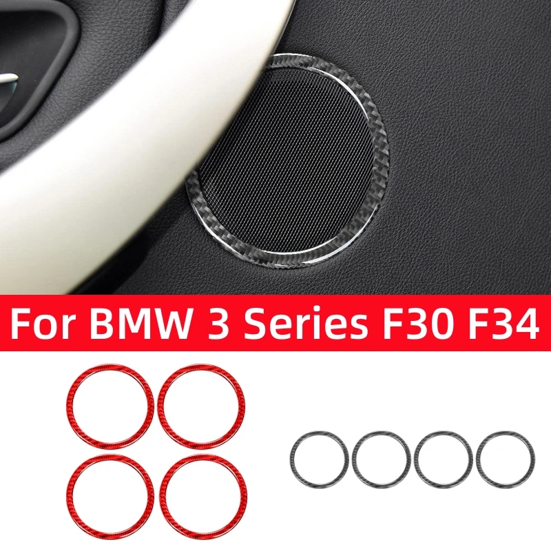 Pre BMW 3 Series GT F30 F34 2013-2018 Príslušenstvo Doplnky uhlíkových vlákien Interiérové ​​vozidlá Dvere Roh Decoration Ring Ring Cover Cover Cover Cover