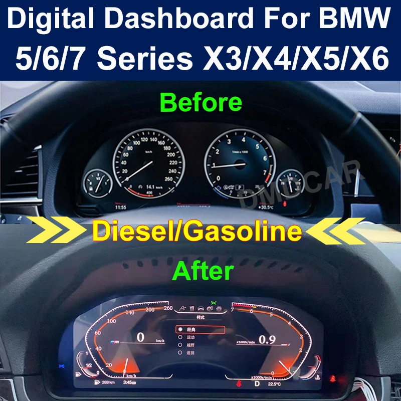 Pre BMW 5/6/7 Series E60 E70 F10 F11 F01 F06 F07 X3 X4 X5 X6 CAR LCD Digitálny prístrojový prístrojový prístrojový prístrojový prístroj Cluster Schadometer