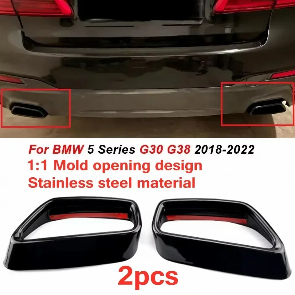 Pre BMW 5 Series G30 G31 2018-2022 Nerezová oceľ Čierny automobil Výfukové potrubie Cover Cover Covery Exteriér Modifikácia vozidla Príslušenstvo