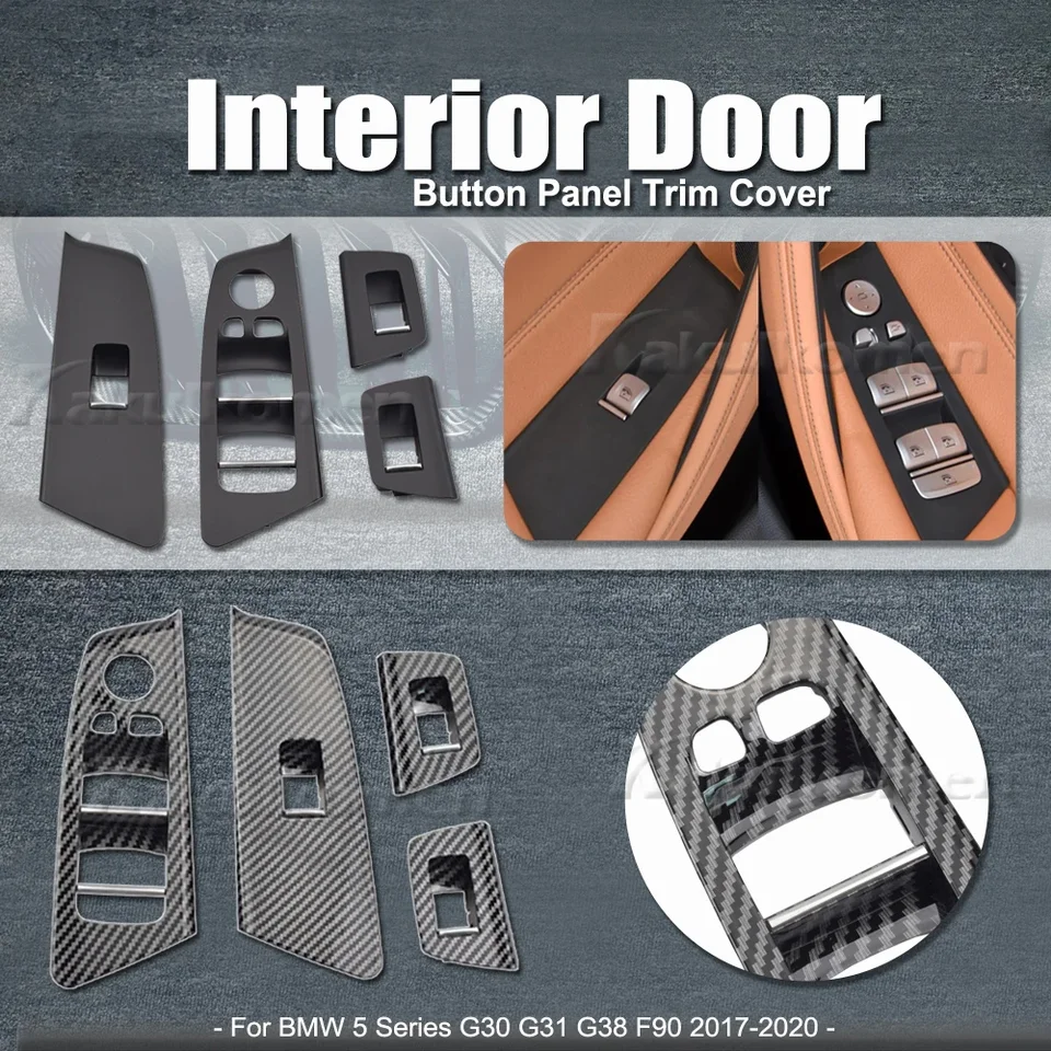 Pre BMW 5 Series M5 G30 G31 F90 525I 528I 530I 540i okenné sklo sklo Difting Decorácie ABS Black Carbon Fiber Decotion Decotion