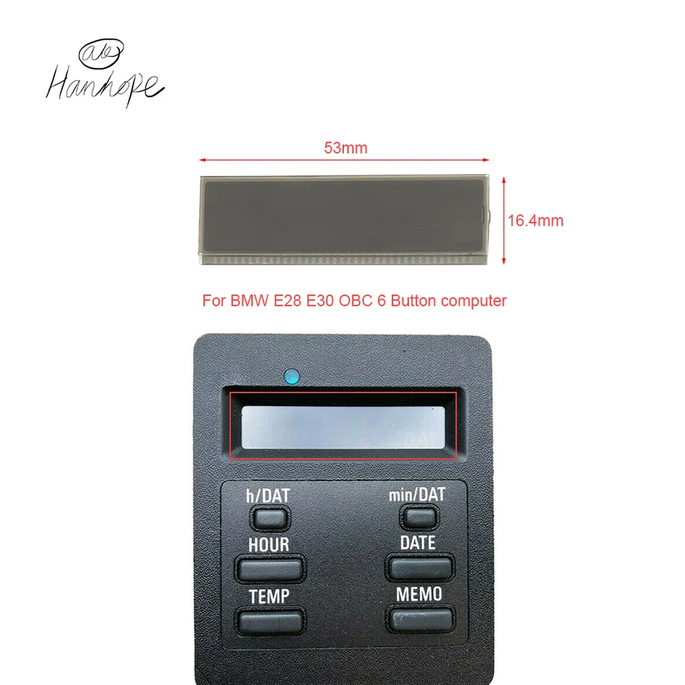 Pre BMW E28 E30 6 Button OBC Digital Clock LCD obrazovky Displow Dish Dash Dash 1987-1991