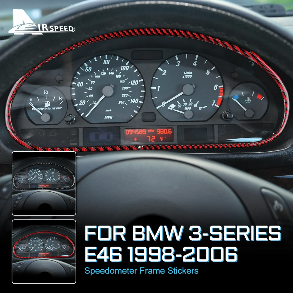 Pre BMW E46 3 Series 1998 1999 2000 2001 2002 2003 2004 2005 2006 Rám rýchlomer skutočné nálepky na vozidlá z uhlíkových vlákien