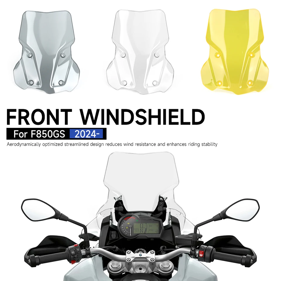 Pre BMW F850GS F 850 ​​GS F850 GS 2024- Časti motocykla predné čelné sklo Černé sklo Screen Screen Chráni