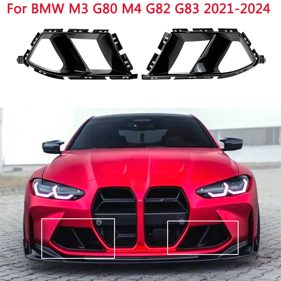 Pre BMW M3 M4 G80 G82 G83 ABS uhlíkové vlákno vzhľad predný nárazník Vzduch Vzduch mriežky bočné vetracie otvory dekoratívny spojler hmlové svetlo ráme