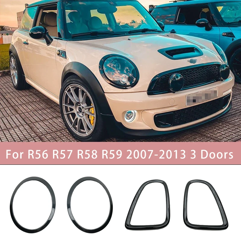 Pre BMW Mini Cooper S/D JCW R55 R56 R57 R58 R59 GLOS Čierne auto Svetlomet hlava zadné svetlá Zadné žiarovky Ráme Ráme Kryty nálepky