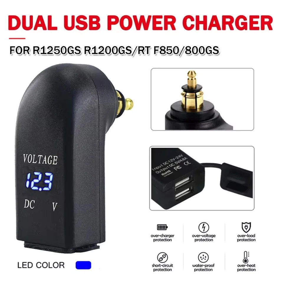 Pre BMW pre hella din soket motocykla dual USB nabíjačka nabíjačka LED voltmeter zásuvka R1250GS R1200 GS R 1200RT F 850GS 800GS