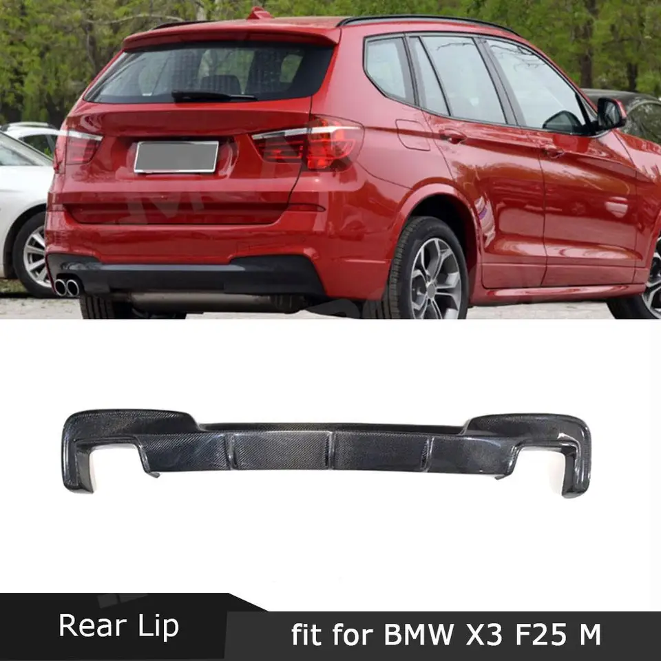 Pre BMW X3 F25 M Sport 2014-2017 Uhlíkové vlákno Zadný difúzor Bumper BodyKits LodyKits Vlajky Splitter Splitter Protect Cover Príslušenstvo