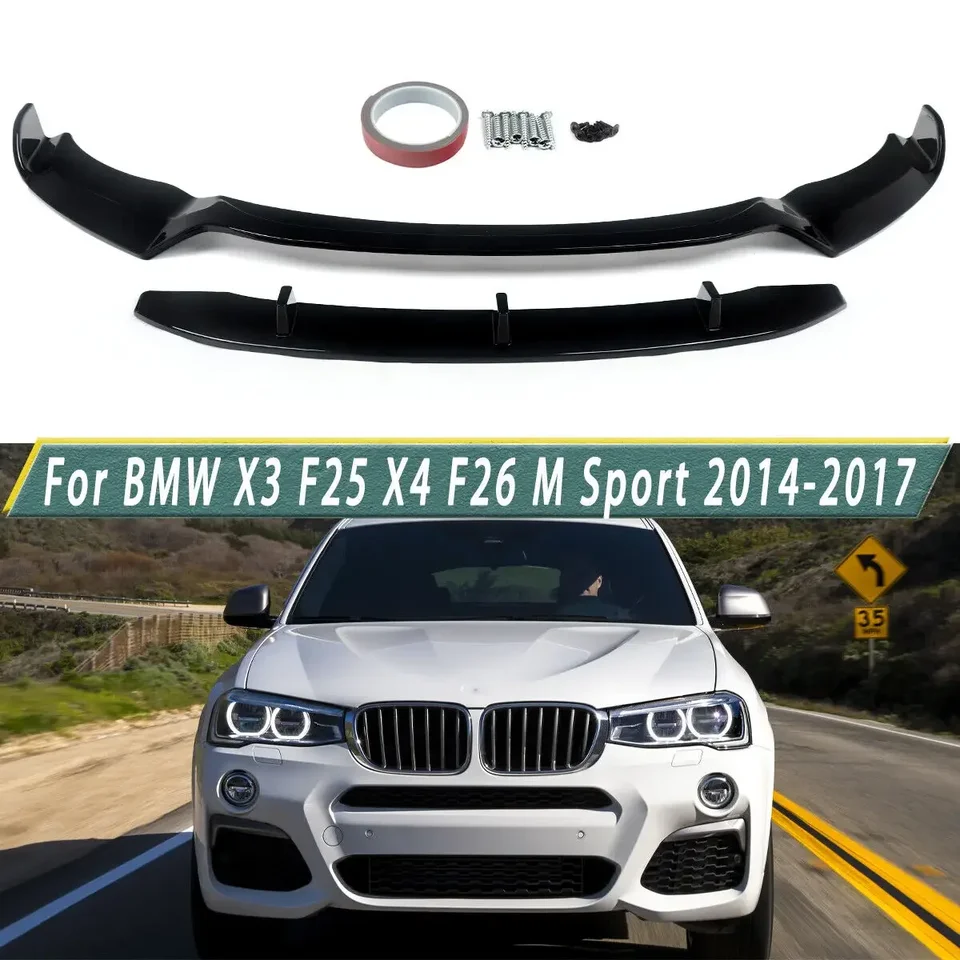 Pre BMW X3 X4 F25 F26 M Sport 2014-2017 M Performance Front Splitter Spoiler Lesk Lesk Black Accesorios Bumpers Peugeot Partner