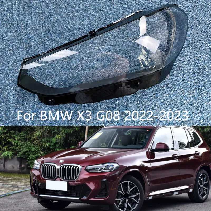 Pre BMW X3 X4 G08 2022 2023 Slávnostný sklenený sklenený sklenený predný svetlometový kryt Trvica Priehľadná lampa lampa svetla Maska Lampový uzáver