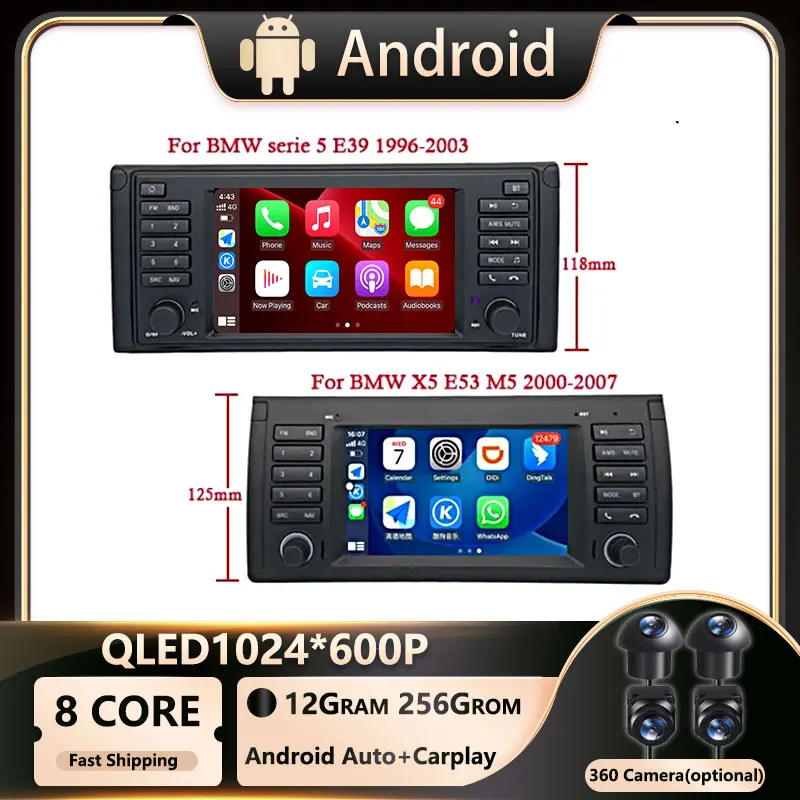 Pre BMW X5 E53 E39 Automobilové rádio Multimediálne navigačné GPS CarPlay No 2Din Stereo Android OS WiFi DSP 7inch Screen Screen Bluetooth FM