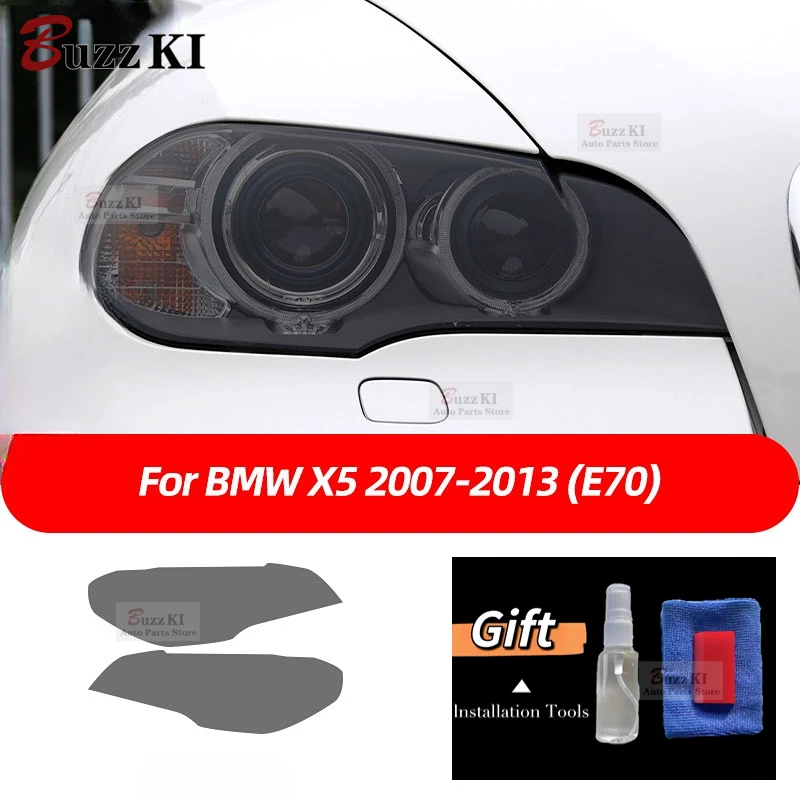 Pre BMW X5 E70 X5M M VÝHOD 2007-2013 2 ks CAR Svetlomet Ochranné predné svetlo Presparentné dymové nálepka TPU TPU