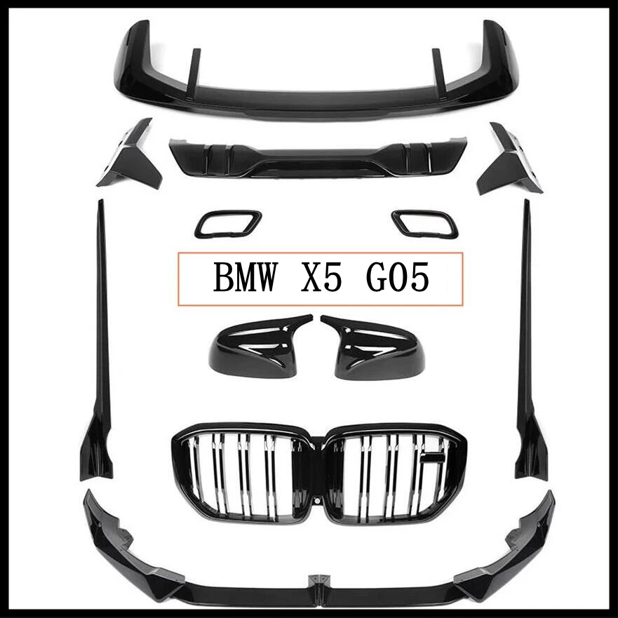 Pre BMW X5 G05 2023 2024 2025 Vysoko kvalitný ABS Čierny predný pery Zadný difúzor tela bočná sukňa Kit SPOILER GRIL GRILE Zrkadlo