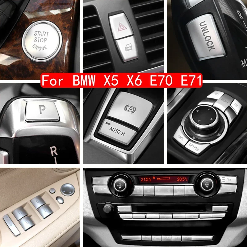 Pre BMW X5 X6 E70 E71 07-13 Chrome Shift Shift Panel Panel Sweep Switch Spínač motora spustenie Zastavovacie skrutkové kryt
