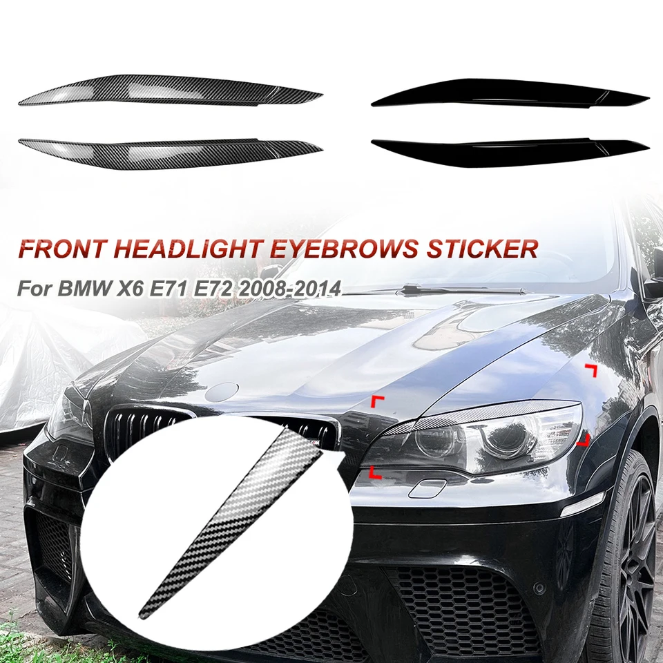 Pre BMW X6 E71 E72 2008-2014 Predný svetlometový obočie na pohľad na telesné súpravy Modifikácia leskla čierna čierna