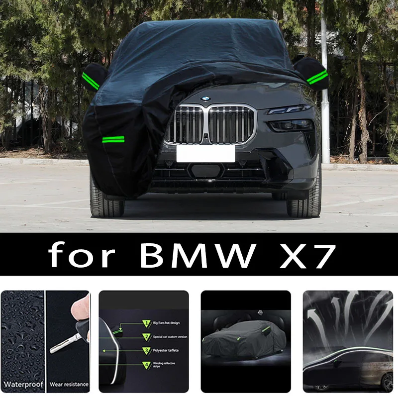 Pre BMW X7 Outdoor Protection Plné kryty automobilov Snow Cover Sunshade Neproidný prach odolný voči exteriéru Kancelári