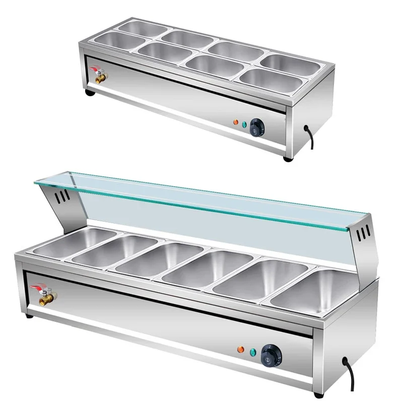 Pre bufet s potravinami z nehrdzavejúcej ocele 3-12 panvice so skleneným štítom komerčná doska Bain Marie Electric Pararer Coarer