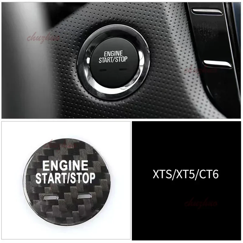 Pre Cadillac CTS ATS SRX BLS STS CT4 CT5 CT6 ext XTS XT4 XT5 Uhlíkové vlákno jednorazové kliknutie na spustenie gombíkových nálepiek na gombíky motora