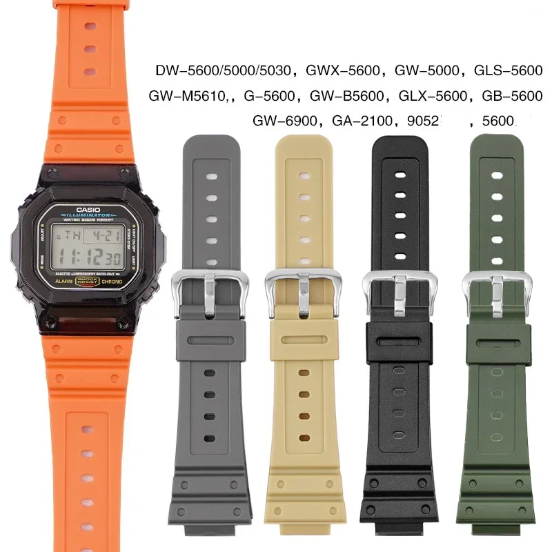 Pre Casio Casio Rubber GLX-5600 GW-5000 GW-5600 GA-2100 Series Series Vodotesný odolný konvexný konvexný rozhranie ihlová pracka 16 mm popruh
