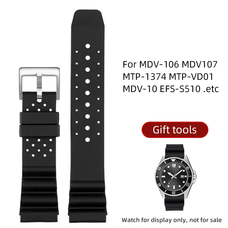 Pre Casio Marlin MDV-106 DURO MDV107 MTP-1374 MTP-VD01 MDV-10 EFS-S510 GUMBER STRAP 22 mm mäkký silikónový remienok PIN pracká