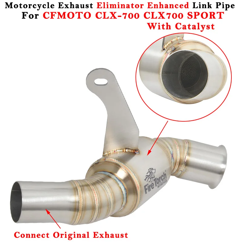 Pre CFMoto CLX -700 CLX 700 Sport 2020 - 2023 Motocykel Výfukový únik úpravy mldov stredný potrubie s katalyzátorom